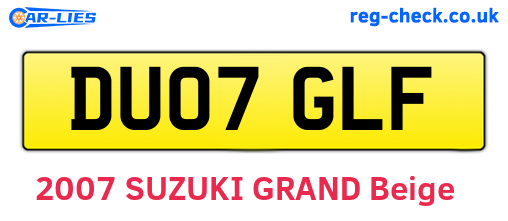 DU07GLF are the vehicle registration plates.