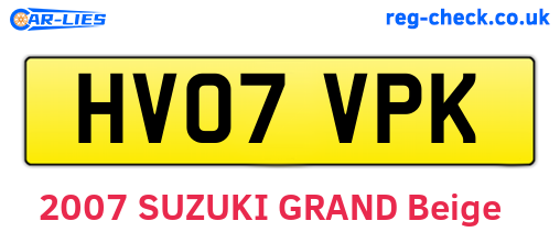 HV07VPK are the vehicle registration plates.