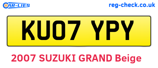 KU07YPY are the vehicle registration plates.