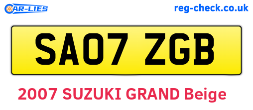 SA07ZGB are the vehicle registration plates.