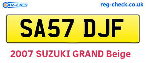 SA57DJF are the vehicle registration plates.