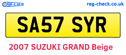 SA57SYR are the vehicle registration plates.