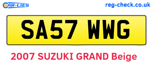 SA57WWG are the vehicle registration plates.