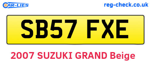 SB57FXE are the vehicle registration plates.