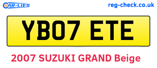 YB07ETE are the vehicle registration plates.