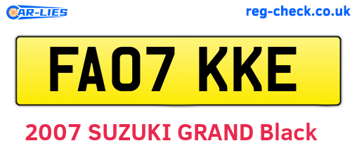 FA07KKE are the vehicle registration plates.