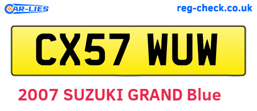 CX57WUW are the vehicle registration plates.