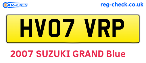 HV07VRP are the vehicle registration plates.