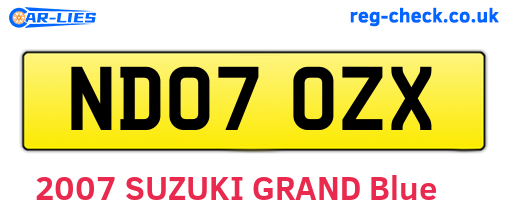 ND07OZX are the vehicle registration plates.