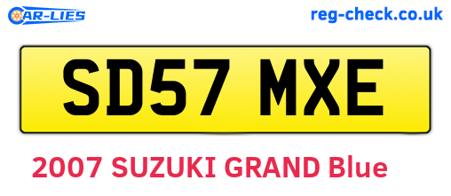 SD57MXE are the vehicle registration plates.
