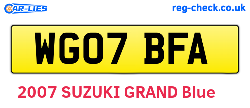 WG07BFA are the vehicle registration plates.