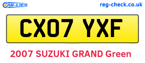 CX07YXF are the vehicle registration plates.