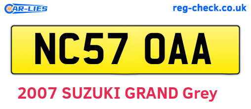 NC57OAA are the vehicle registration plates.