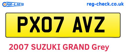 PX07AVZ are the vehicle registration plates.