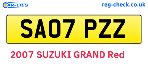 SA07PZZ are the vehicle registration plates.