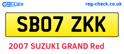 SB07ZKK are the vehicle registration plates.