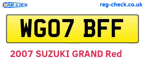 WG07BFF are the vehicle registration plates.