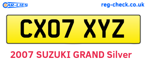 CX07XYZ are the vehicle registration plates.