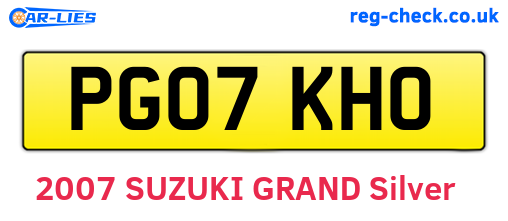 PG07KHO are the vehicle registration plates.