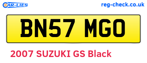 BN57MGO are the vehicle registration plates.