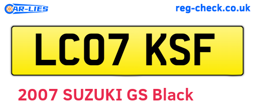 LC07KSF are the vehicle registration plates.