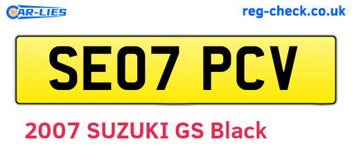 SE07PCV are the vehicle registration plates.