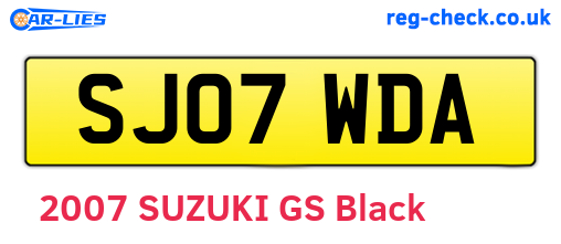 SJ07WDA are the vehicle registration plates.