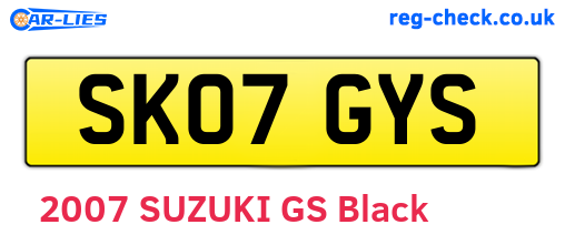 SK07GYS are the vehicle registration plates.