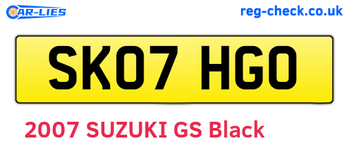 SK07HGO are the vehicle registration plates.