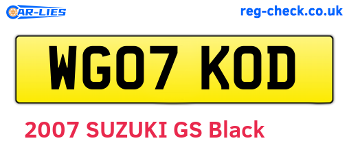 WG07KOD are the vehicle registration plates.