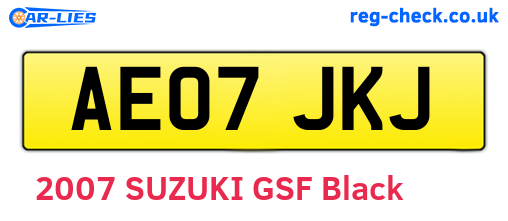 AE07JKJ are the vehicle registration plates.
