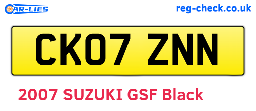 CK07ZNN are the vehicle registration plates.