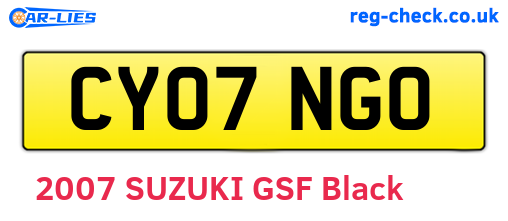 CY07NGO are the vehicle registration plates.