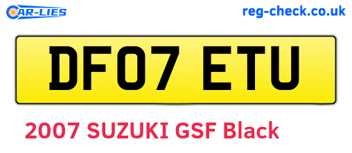 DF07ETU are the vehicle registration plates.