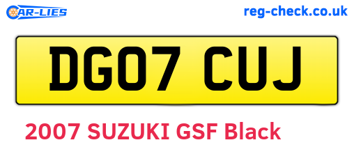 DG07CUJ are the vehicle registration plates.