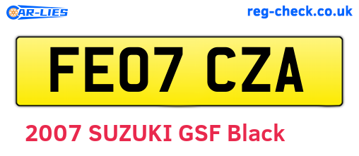 FE07CZA are the vehicle registration plates.