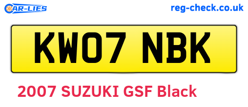 KW07NBK are the vehicle registration plates.