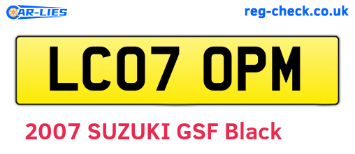 LC07OPM are the vehicle registration plates.