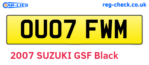 OU07FWM are the vehicle registration plates.