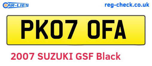 PK07OFA are the vehicle registration plates.