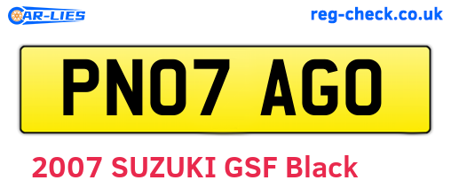 PN07AGO are the vehicle registration plates.