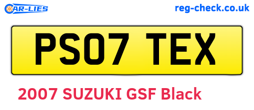 PS07TEX are the vehicle registration plates.