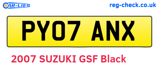 PY07ANX are the vehicle registration plates.