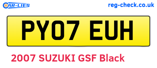 PY07EUH are the vehicle registration plates.