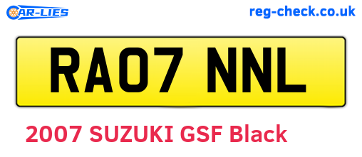 RA07NNL are the vehicle registration plates.