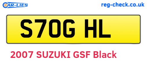 S70GHL are the vehicle registration plates.