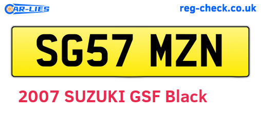 SG57MZN are the vehicle registration plates.