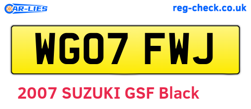WG07FWJ are the vehicle registration plates.