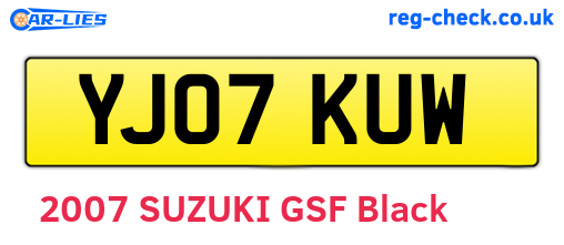 YJ07KUW are the vehicle registration plates.