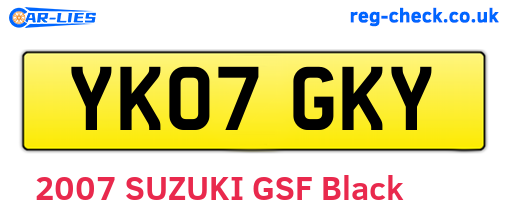 YK07GKY are the vehicle registration plates.